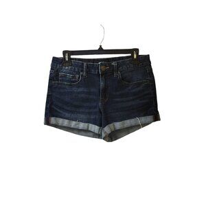 Aero Dark Wash Blue Jean Midi Shorts Size 10 Cuffed Mid Rise